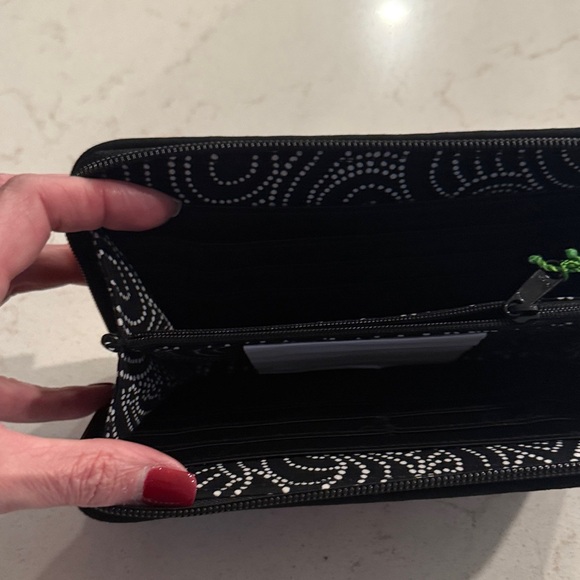 Vera Bradley Black, Pink, and White Quilted Wallet - Picture 2 of 4